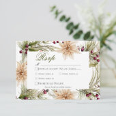 Boho Winter groen koopt wit diner RSVP Kaartje (Staand voorkant)