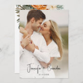 Boho Winter Groene Foto Save the Date Kaart (Voorkant / Achterkant)