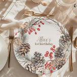 Boho Winter Onederland Verjaardag Papieren Bordje<br><div class="desc">Verhoog het eerste verjaardagsfeest van je kleintje met onze "Boho Winter Onederland" Verjaardagspapier Borden. Deze prachtig ontworpen borden combineren bohemien elegantie met de charme van een winterwonderland, waardoor ze een onmisbare aanvulling zijn op uw "Onederland" -feest. Kenmerken: Enchanting Design: De papieren borden hebben een prachtig boho-winterthema, met aardse tinten, delicate...</div>