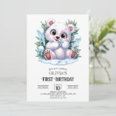 Boho Winter Polar Beer 1e verjaardag Digitaal Kaart (Staand voorkant)