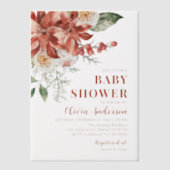 Boho Winter Rode Bloemen Kerst Baby shower Vellum Uitnodigingen (Voorkant)