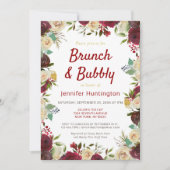 Boho Winter Rozen Brunch & Bubbly Vrijgezellenfees Kaart (Voorkant)