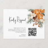 Boho Winter RSVP Bruiloft QR CODE Informatiekaartje (Voorkant)