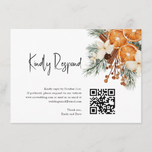 Boho Winter RSVP Bruiloft QR CODE Informatiekaartje