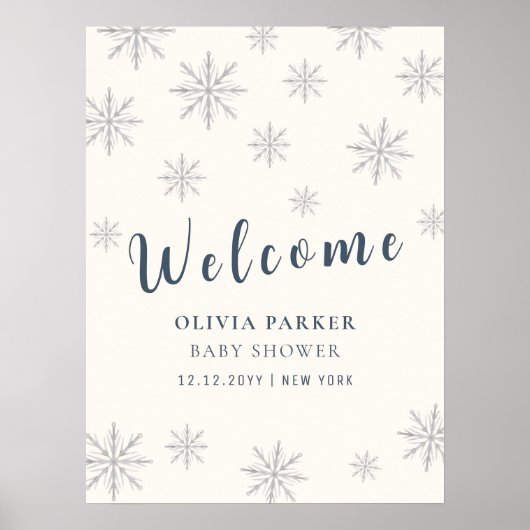 Boho Winter Sneeuwvlok Baby shower Welkom Poster (Voorkant)