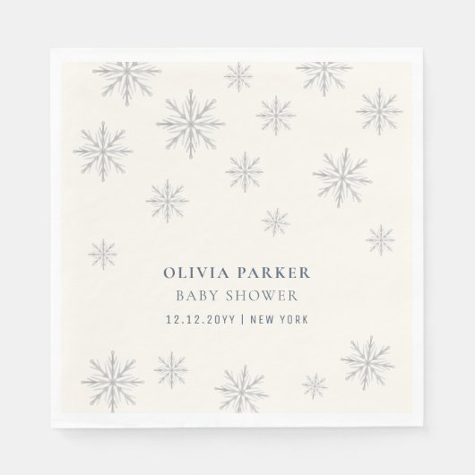 Boho Winter Sneeuwvlok Baby shower Welkomstbord Servet (Voorkant)