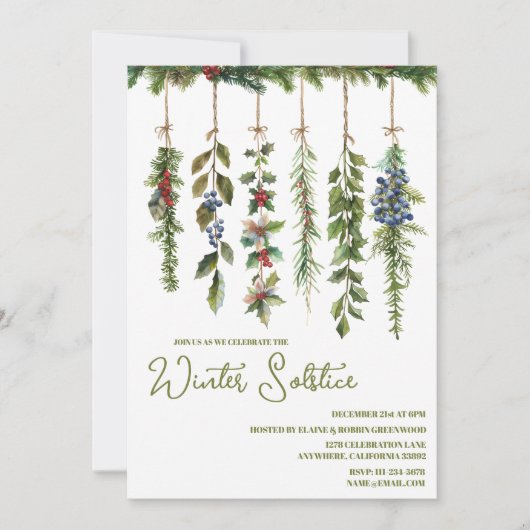 Boho Winter Solstice Herb Greenery Yule Garland Kaart (Voorkant)