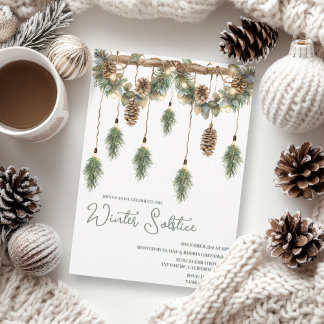 Boho Winter Solstice Pine Greenery Garland Kaart