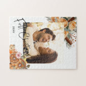 Boho Winter Vakantie Eerste Kerstmis Paar Foto Legpuzzel (Horizontaal)