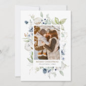 Boho Winter Watercolor Groenery Loof Foto Feestdagenkaart (Voorkant)