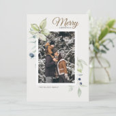 Boho Winter Waterverf Botanische Kerst Feestdagenkaart (Staand voorkant)