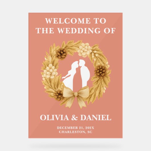 Boho Winter Wedding Welkom Frosted Acryl Bord (Voorkant)