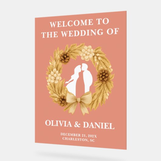 Boho Winter Wedding Welkom Frosted Acryl Bord (Hoek)