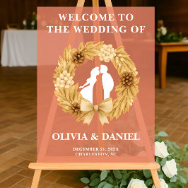 Boho Winter Wedding Welkom Frosted Acryl Bord