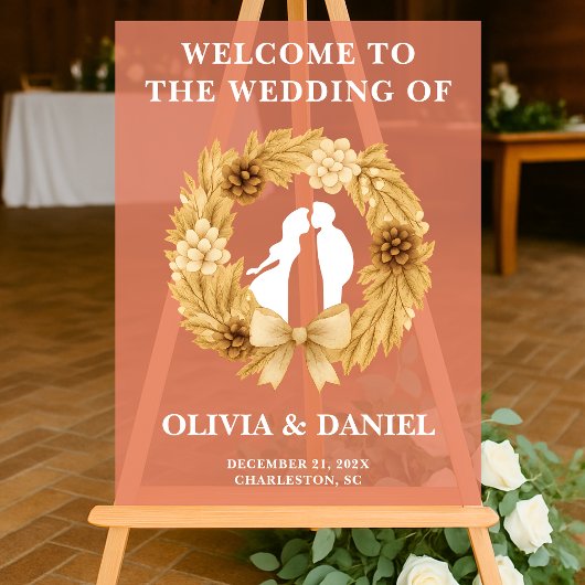 Boho Winter Wedding Welkom Frosted Acryl Bord