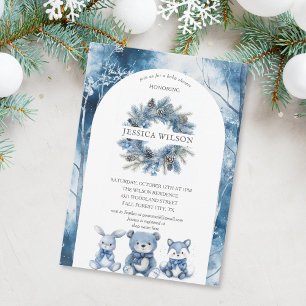 Boho Winter Woodland Forest Animals Baby shower Kaart