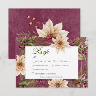 Boho Wintergroen Takken Burgundy Eettafel RSVP Kaartje