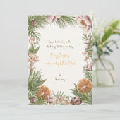 Boho winterse planten oranje kerstwensen kaart (Staand voorkant)