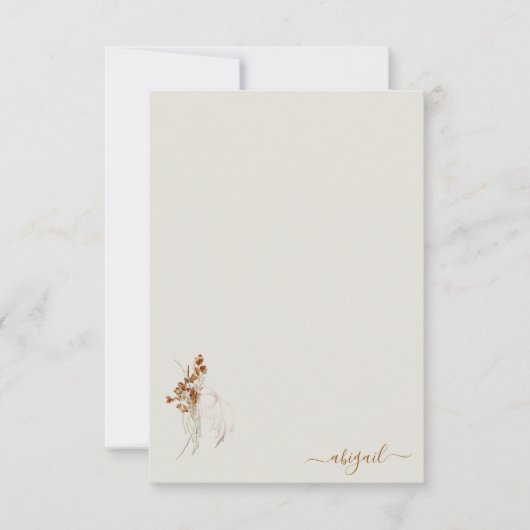 Boho Wispy Bloemen Gepersonaliseerde Blank Douche Bedankkaart (Voorkant)