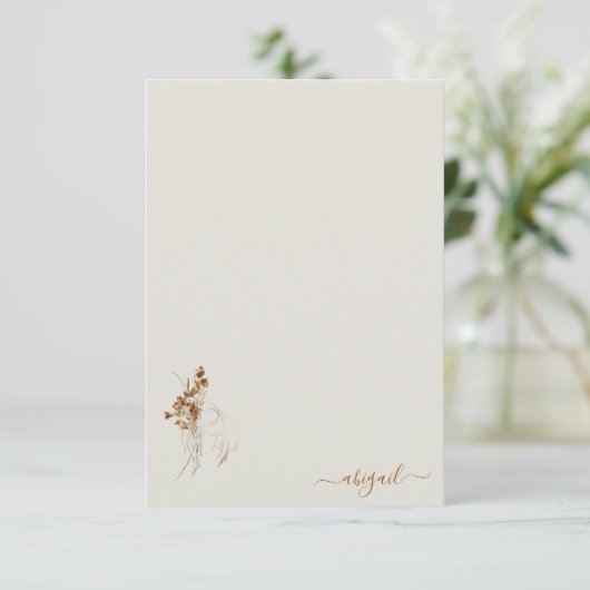 Boho Wispy Bloemen Gepersonaliseerde Blank Douche Bedankkaart (Staand voorkant)