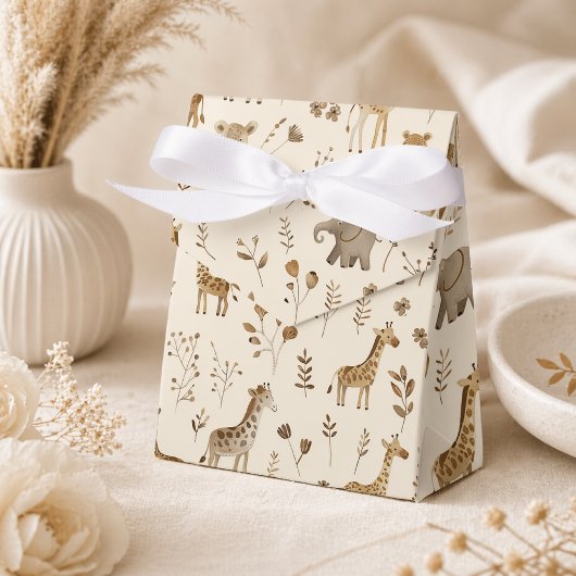 Boho wit beige jungle dieren  bedankdoosjes