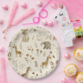 Boho wit beige jungle dieren  papieren bordje (Feest)