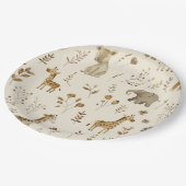 Boho wit beige jungle dieren  papieren bordje (Gekanteld)