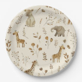 Boho wit beige jungle dieren  papieren bordje (Voorkant)