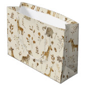 Boho Wit Beige Oerwoud Dieren Baby shower Groot Cadeauzakje (Achterkant Gekanteld)