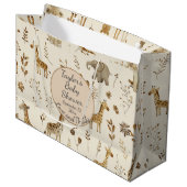 Boho Wit Beige Oerwoud Dieren Baby shower Groot Cadeauzakje (Voorkant Gekanteld)