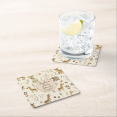 Boho Wit Beige Oerwoud Dieren Baby shower Kartonnen Onderzetters (Insitu)