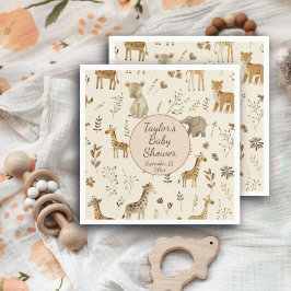 Boho Wit Beige Oerwoud Dieren Baby shower Servet