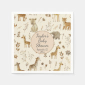 Boho Wit Beige Oerwoud Dieren Baby shower Servet (Voorkant)