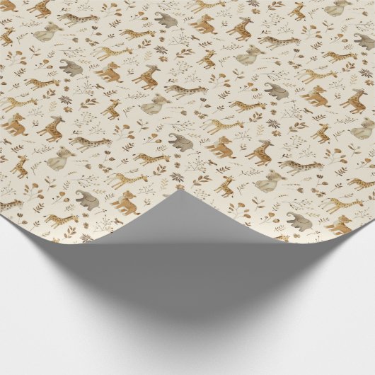 Boho Wit Beige Oerwoud Dieren Cadeaupapier (Hoek)