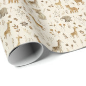 Boho Wit Beige Oerwoud Dieren Cadeaupapier (Rol Hoek)