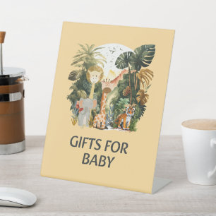 Boho Wit Beige Oerwoud Dieren Cadeaus voor Baby Reclamebord Met Voetstuk
