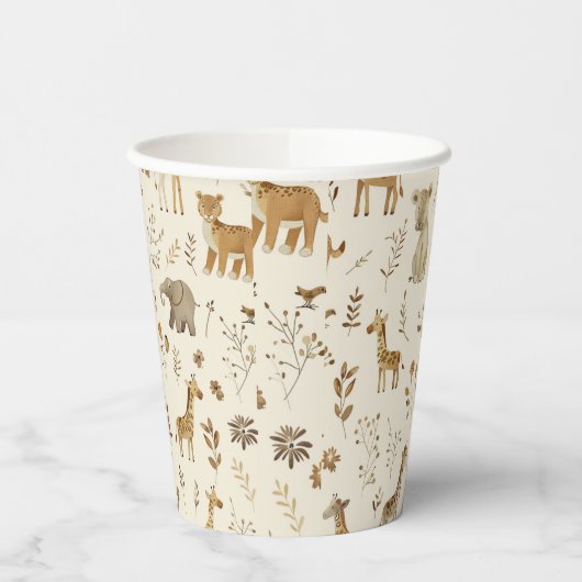 Boho Wit Beige Oerwoud Dieren Papieren Bekers (Links)