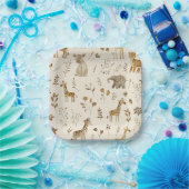 Boho Wit Beige Oerwoud Dieren Papieren Bordje (Feest)