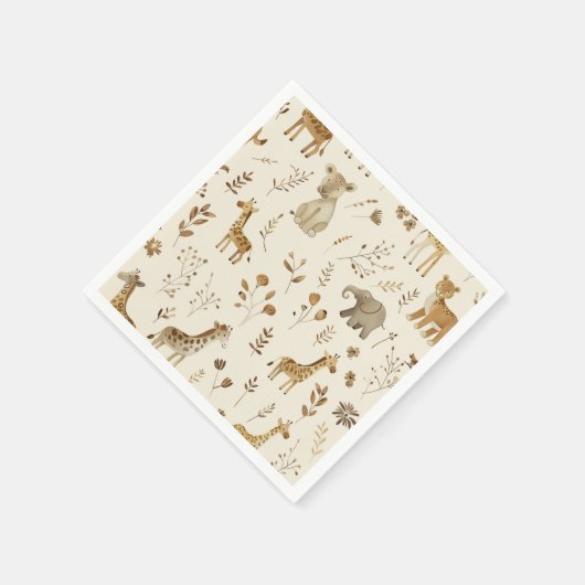 Boho Wit Beige Oerwoud Dieren Servet (Hoek)