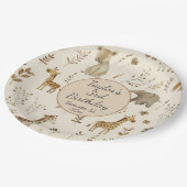 Boho Wit Beige Oerwoud Dieren Verjaardag Papieren Bordje (Gekanteld)
