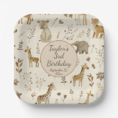 Boho Wit Beige Oerwoud Dieren Verjaardag Papieren Bordje (Voorkant)