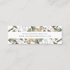 Boho Wit Bloemen & Groen Bruiloft Website Kaarten Mini Visitekaartje