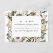 Boho Wit Bloemen & Groen Huwelijksreceptie Informatiekaartje (Voorkant)