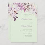 Boho Wit Bloemen Winter Licht Groen Bruiloft Kaart (Voorkant / Achterkant)