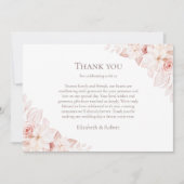 Boho Wit en Blush Roze Rozen Bruiloft Bedankkaart (Voorkant)