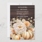 Boho Wit en Goud Glitter Pompoenen Bruiloft Kaart (Voorkant)