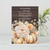 Boho Wit en Goud Glitter Pompoenen Bruiloft Kaart (Staand voorkant)