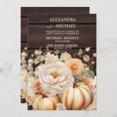 Boho Wit en Goud Glitter Pompoenen Bruiloft Kaart (Voorkant / Achterkant)