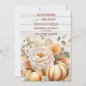 Boho Wit en Goud Glitter Pompoenen Bruiloft Kaart (Voorkant)