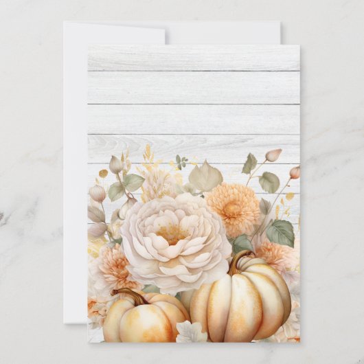 Boho Wit en Goud Glitter Pompoenen Bruiloft Kaart (Achterkant)